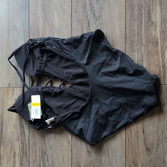 NWT Becca Rebecca By Virtue Womens Criss Cross Lattice One Piece Black Swim sz M - Picture 7 of 10